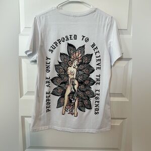 White Graphic Tee with Artistic Design
